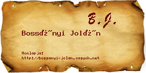 Bossányi Jolán névjegykártya
