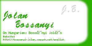 jolan bossanyi business card